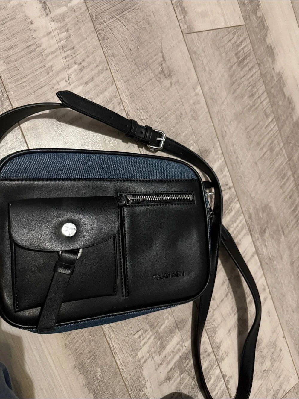 Calvin Klein Black and Navy Crossbody Messenger Bag
